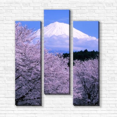 модульные картины Сакура на фоне гор