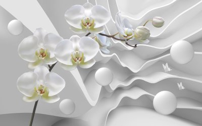 фотообои 3Д фон с орхидеями